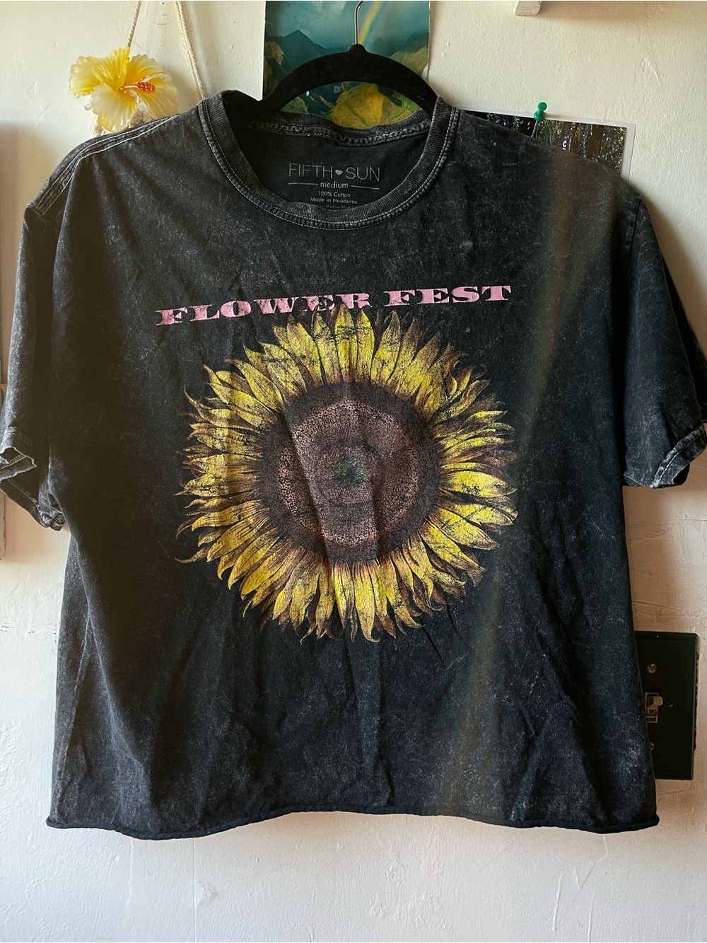 Flower Fest Black Mineral Wash Graphic Tee